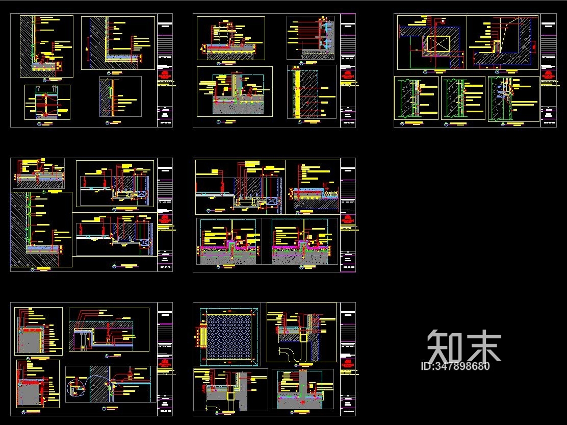 墙面墙纸与乳胶漆收口详图施工图下载【ID:347898680】