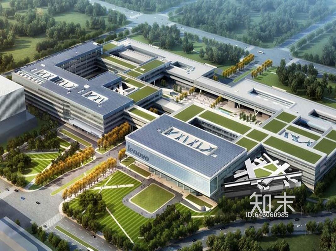 联想北京新总部办公园公共区域丨效果图cad施工图下载【ID:646060985】
