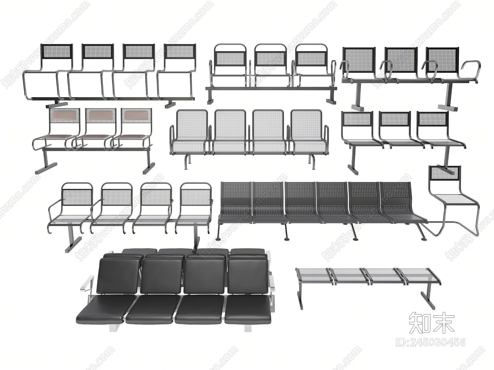 现代商场公共坐椅3D模型下载【ID:245030456】