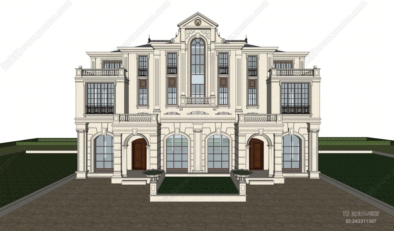 法式别墅SU模型精品下载_SketchUp模型_知末网
