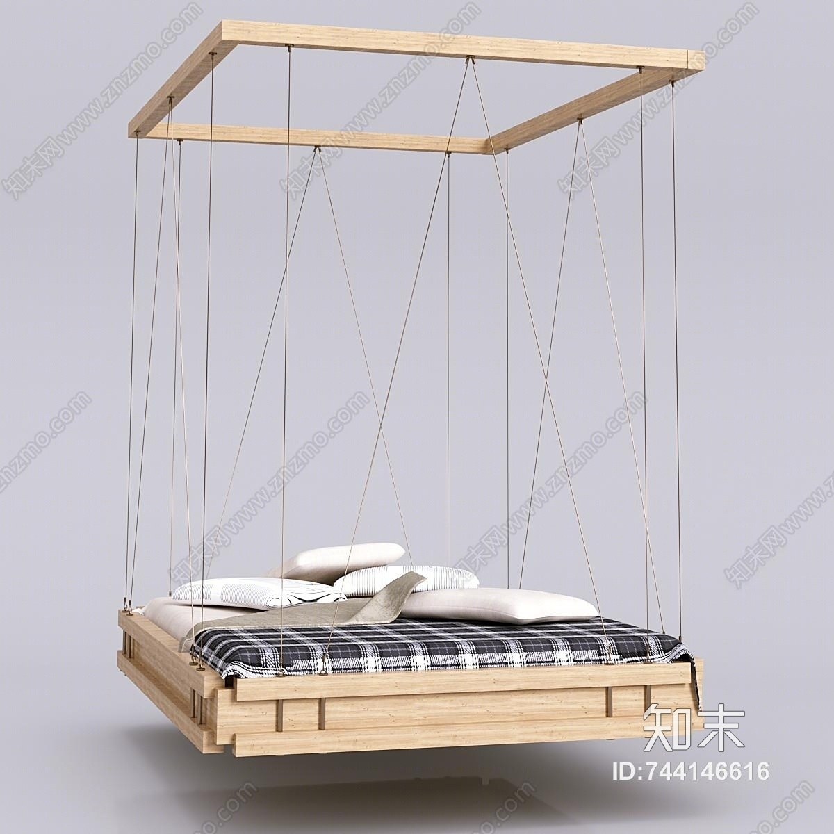 北欧原木吊床3D模型下载【ID:744146616】