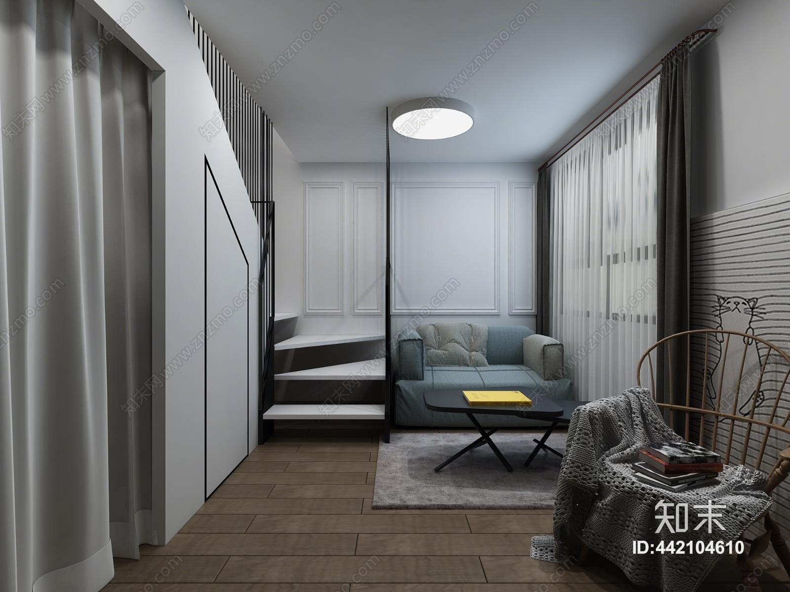 北欧民宿沙发3D模型下载【ID:442104610】