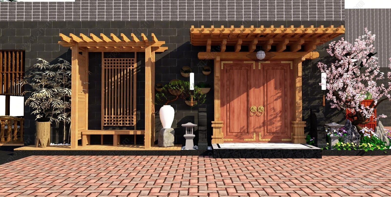 新中式风格景观小建筑SU模型下载【ID:649054769】