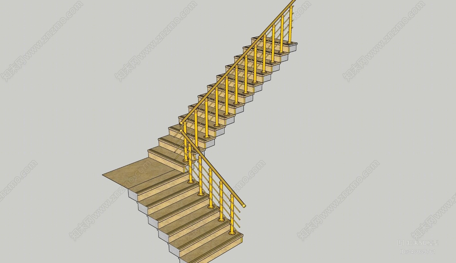 现代楼梯SU模型下载【ID:348089761】