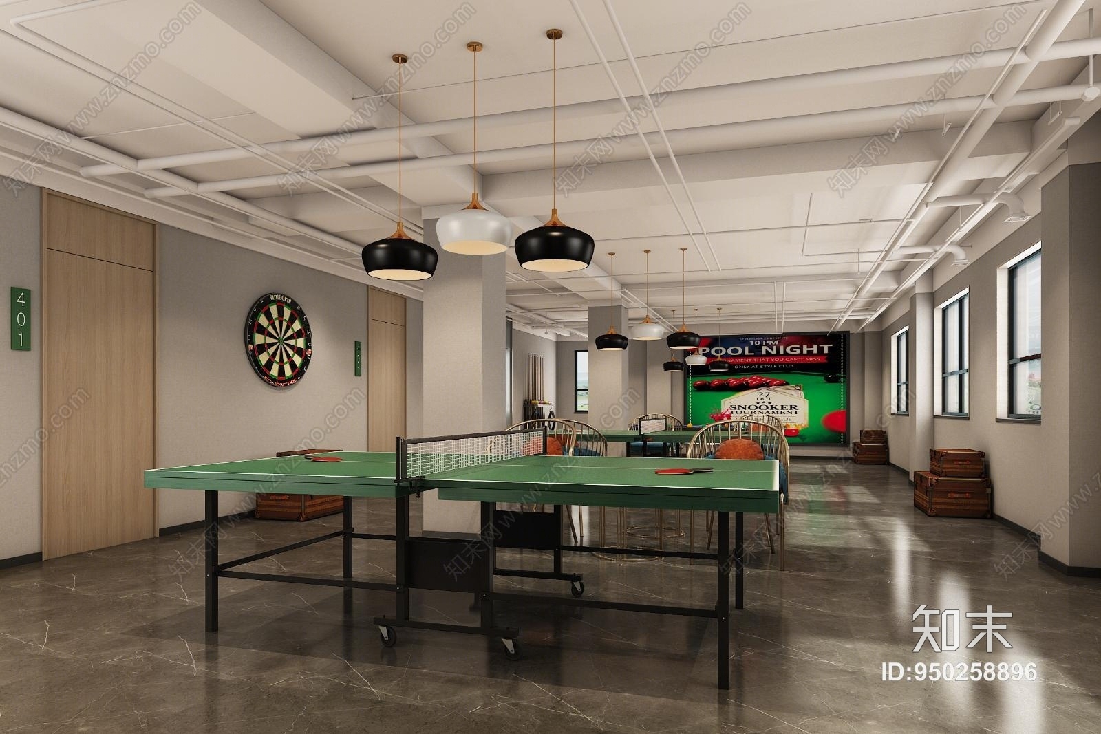 现代桌球室3D模型下载【ID:950258896】