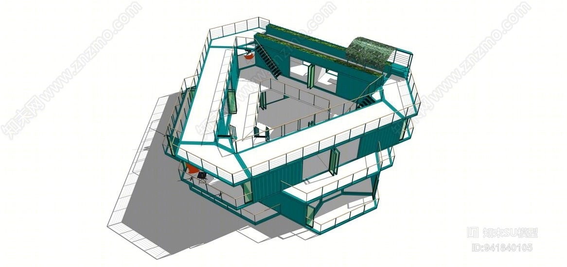 集装箱式办公楼SU模型下载【ID:941840105】