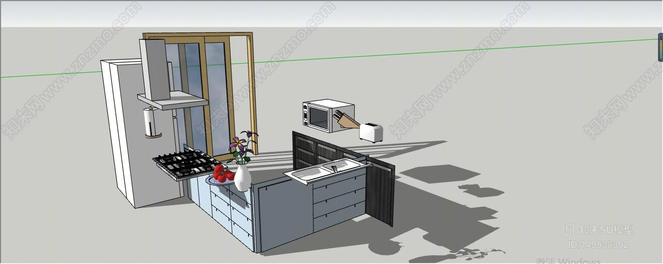 现代风格厨房用品组合SU模型下载【ID:149538302】