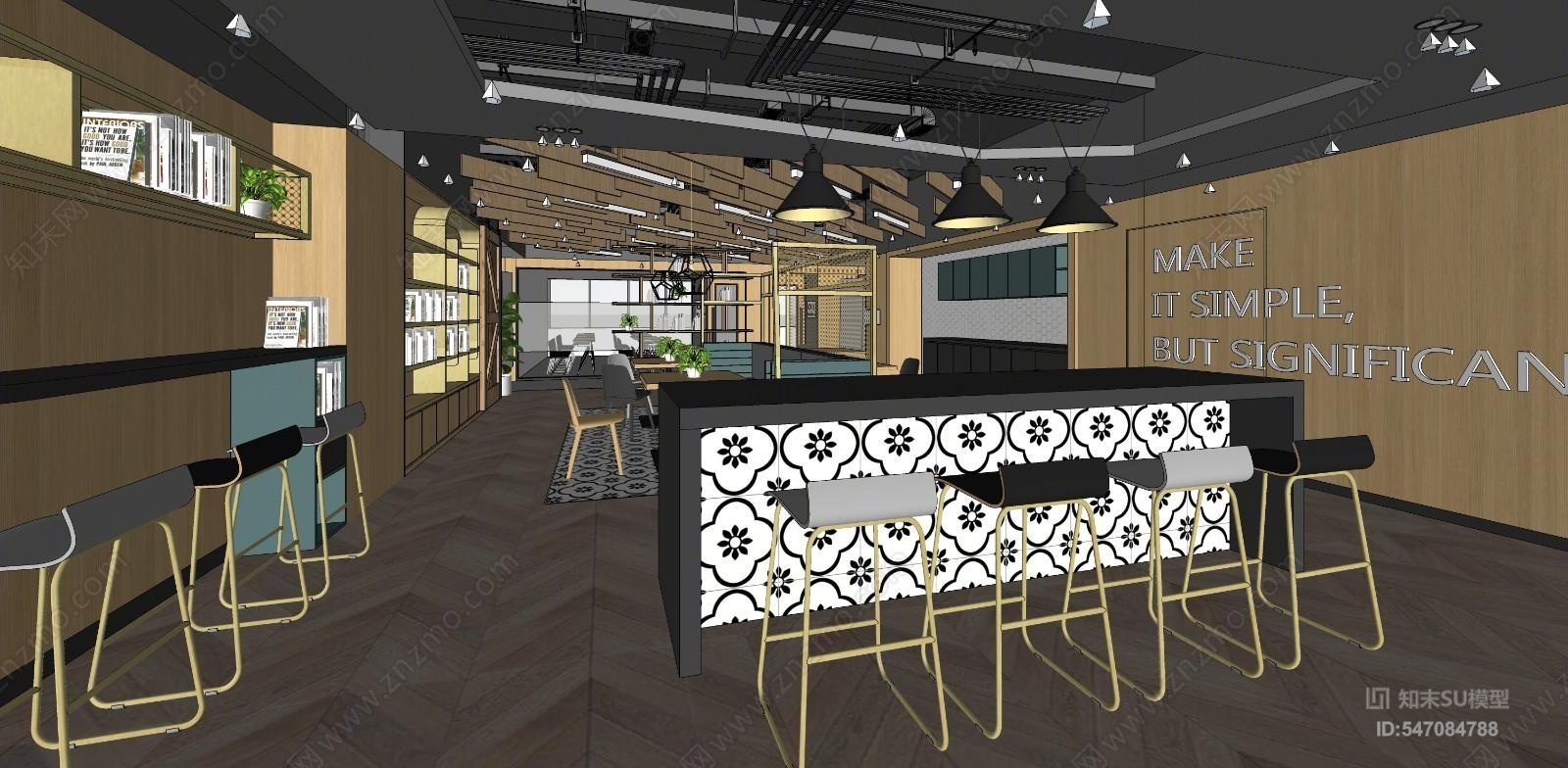 现代校区书吧SU模型下载【ID:547084788】