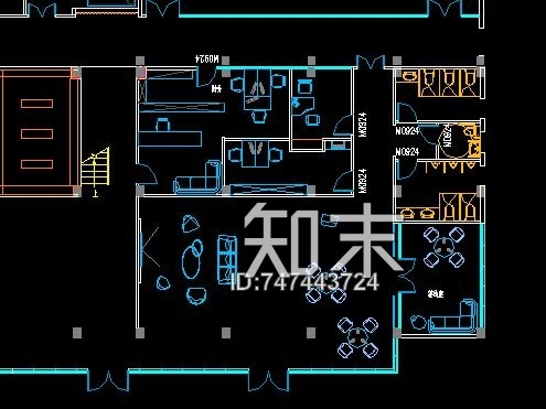 佛山某老人院接待平面布置图cad施工图下载【ID:747443724】
