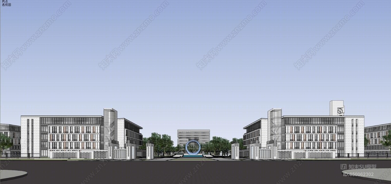 新中式风格大学SU模型下载【ID:850062302】