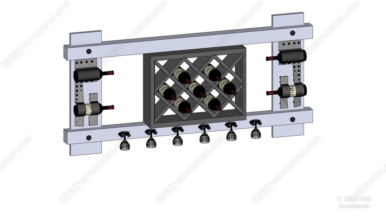 现代红酒柜SU模型下载【ID:344553166】