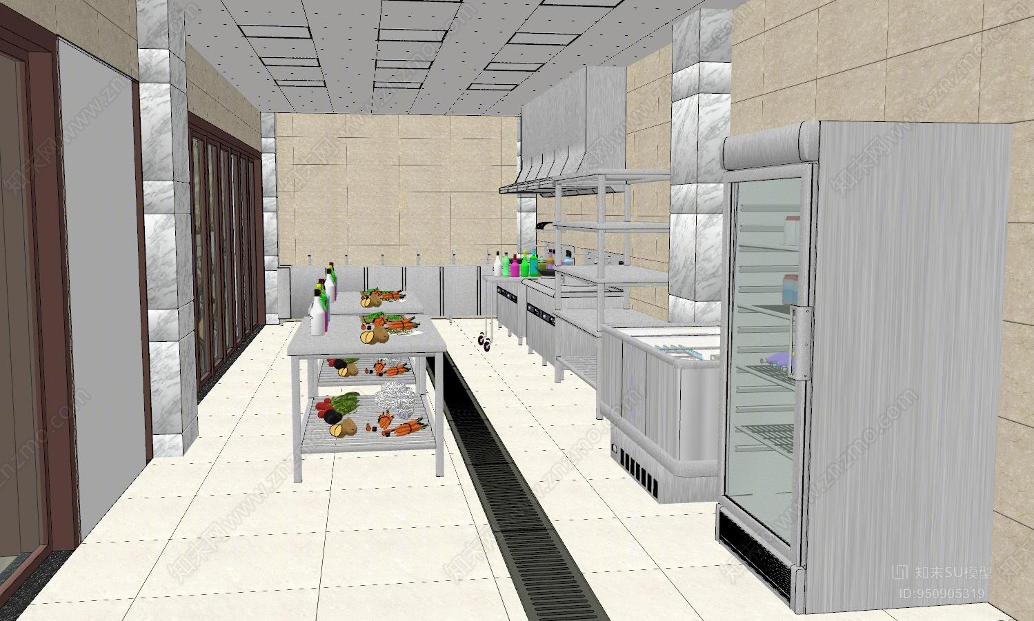 现代风格酒店厨房SU模型下载【ID:950905319】