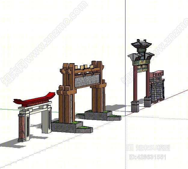 门牌坊SU模型下载【ID:428631551】