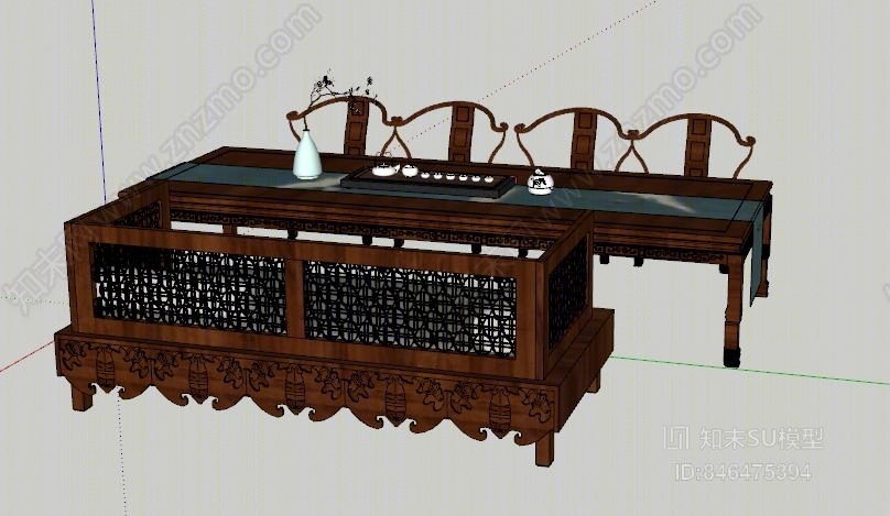 中式茶室桌椅SU模型下载【ID:846475394】