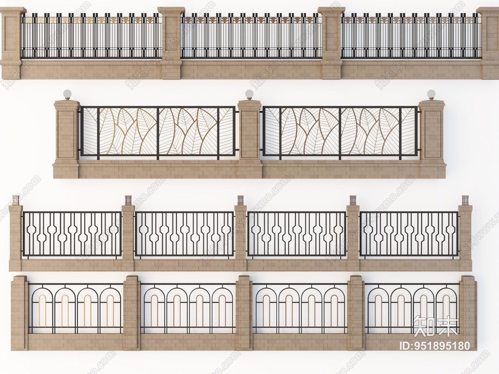 简欧铁艺围墙3D模型下载【ID:951895180】