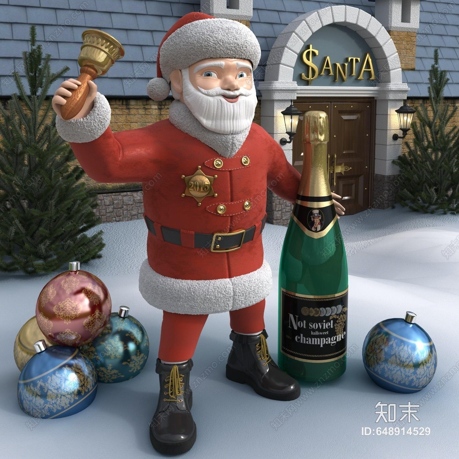 北欧圣诞老人装饰摆件3D模型下载【ID:648914529】