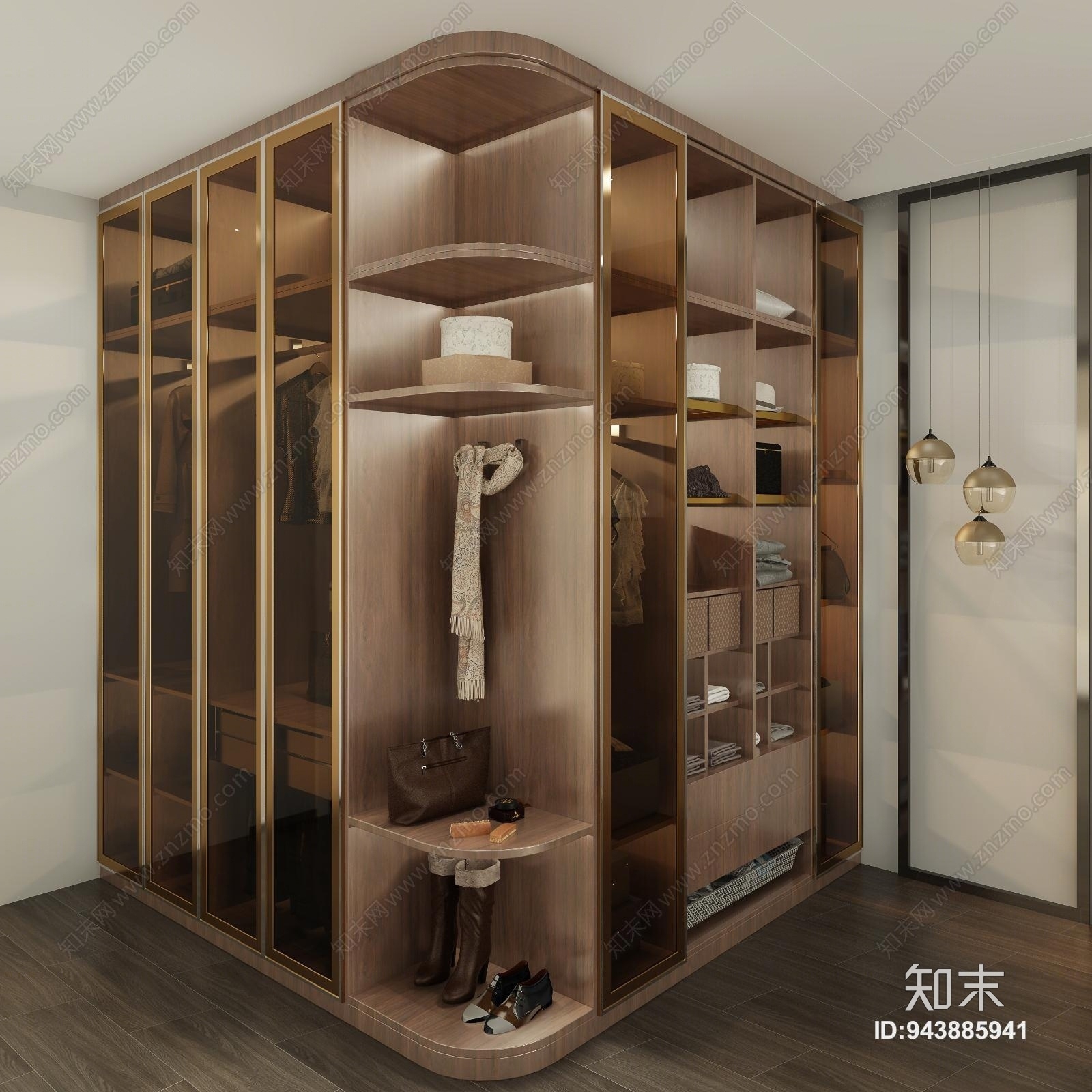 现代转角衣柜3D模型下载【ID:943885941】