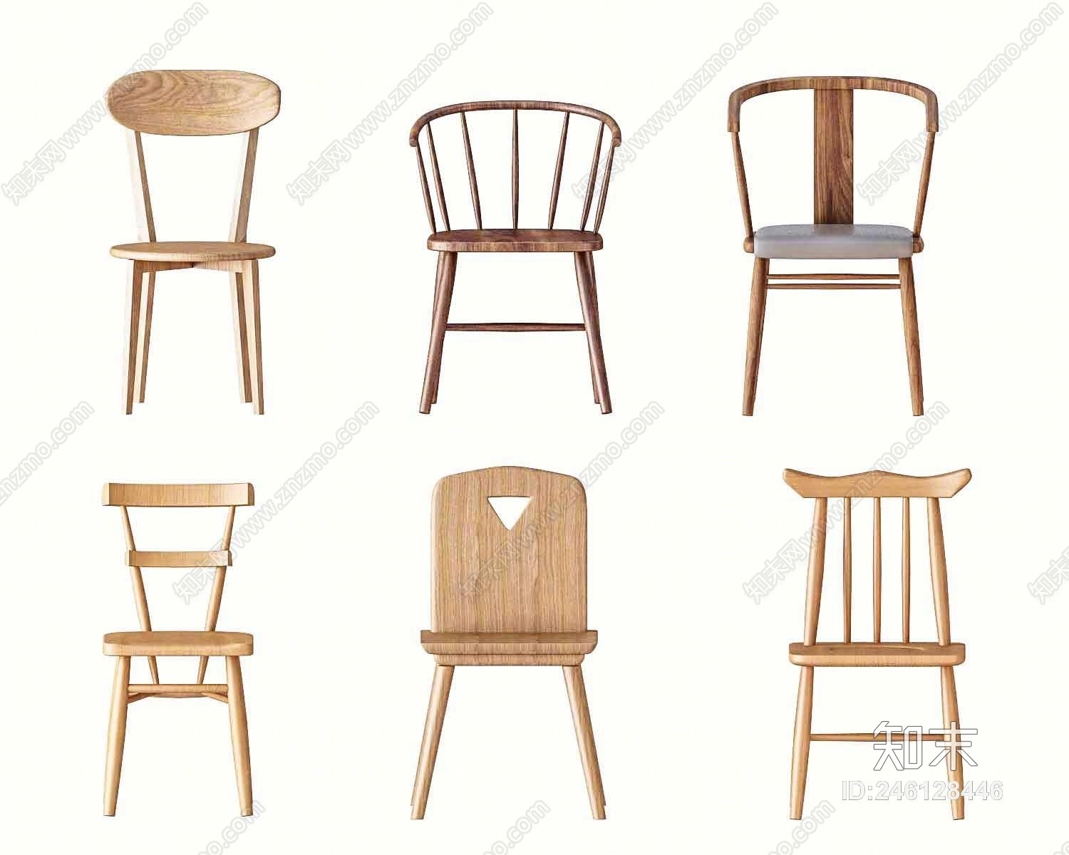 中式椅子组合3D模型下载【ID:246128446】