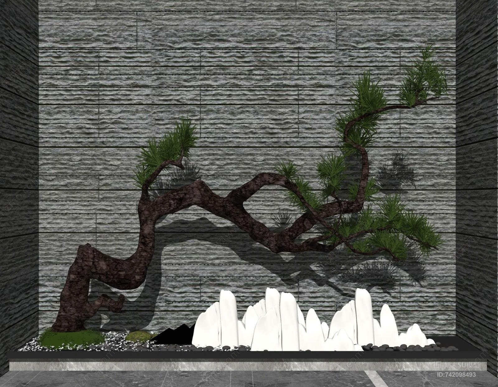 新中式松树SU模型下载【ID:742098493】