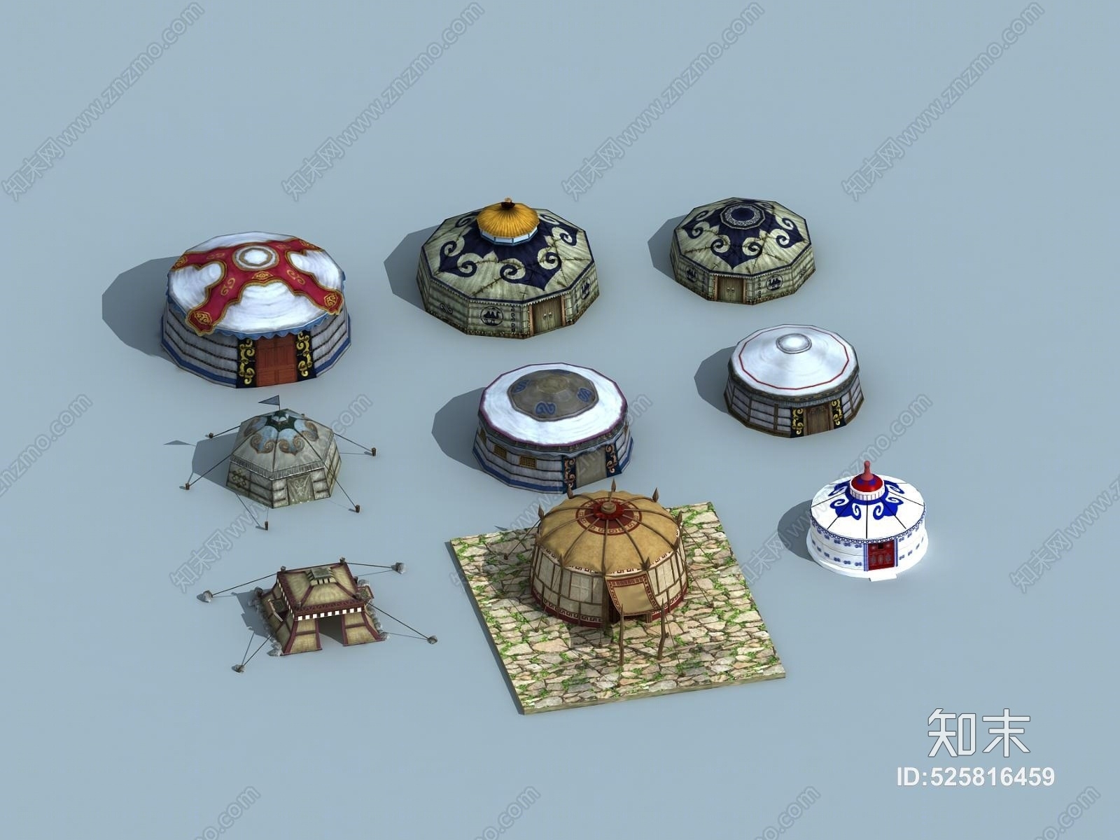 现代蒙古包3D模型下载【ID:525816459】