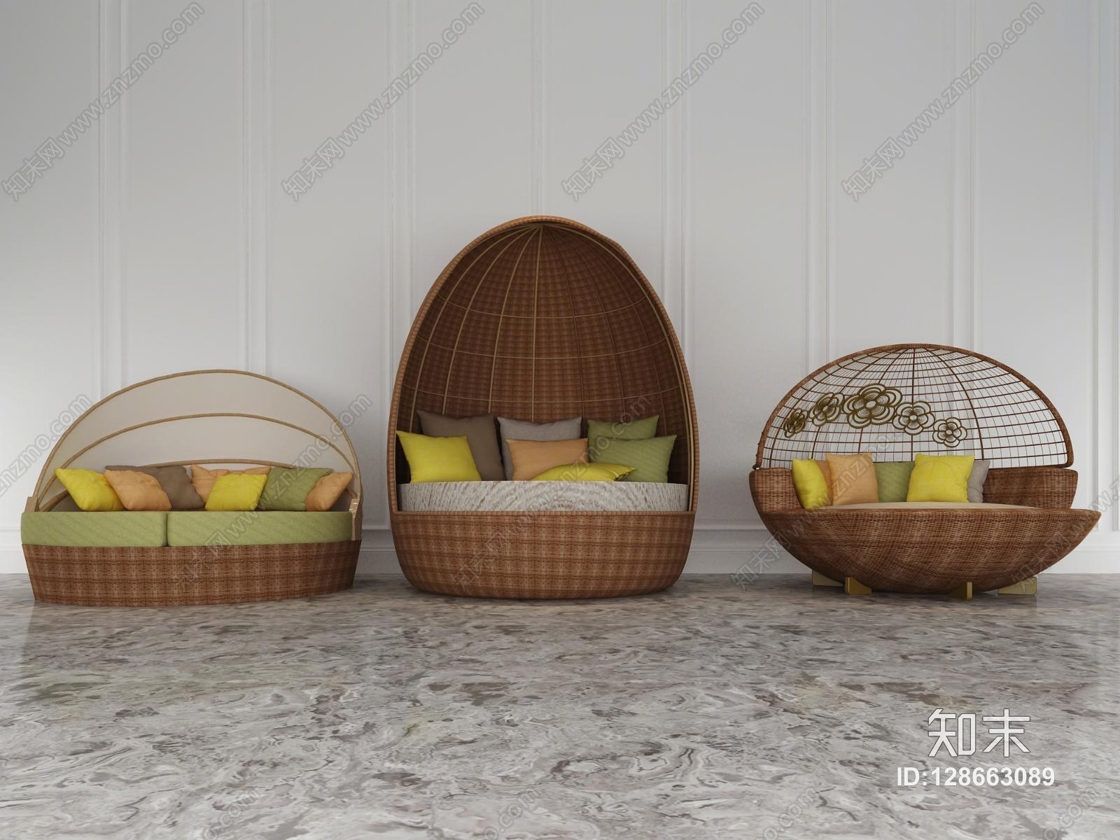东南亚藤编沙发3D模型下载【ID:128663089】