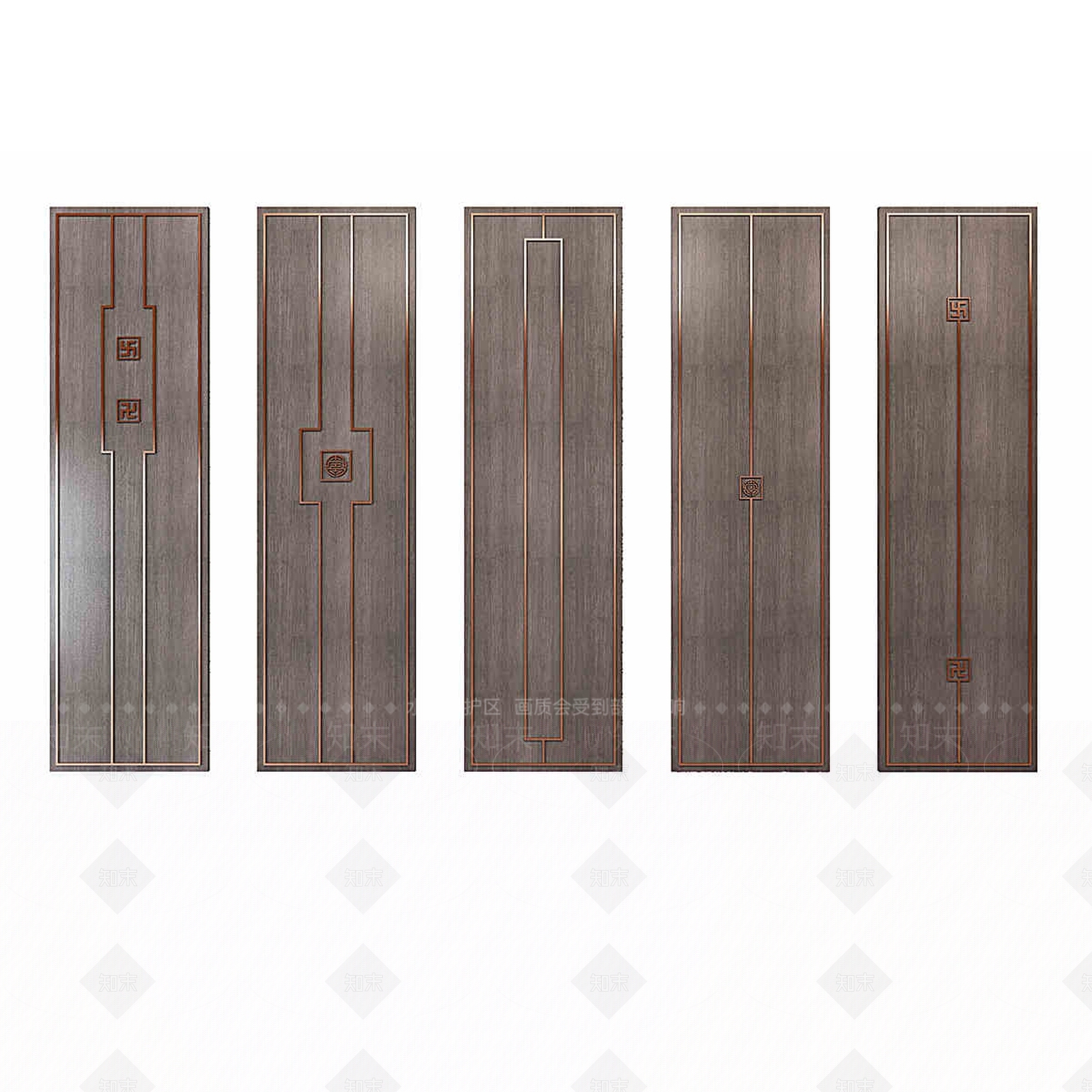 新中式衣柜门板3D模型下载【ID:934488799】