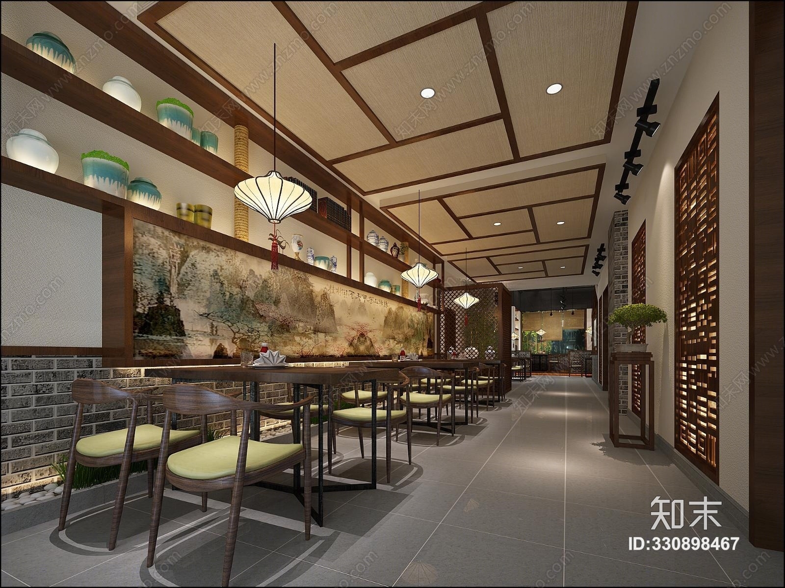 中式餐饮3D模型下载【ID:330898467】