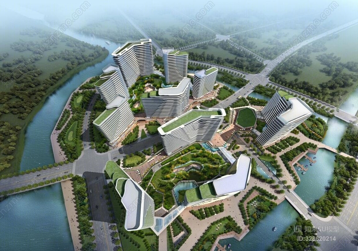 上海佘山地块建筑规划设计SU模型下载【ID:328620214】