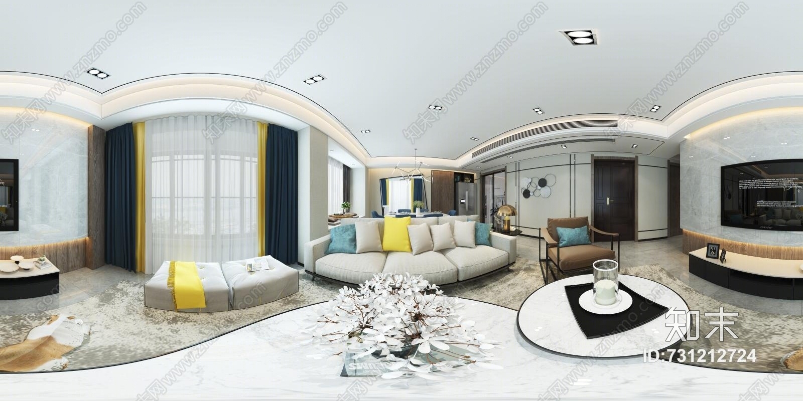 现代客餐厅全景模型3D模型下载【ID:731212724】