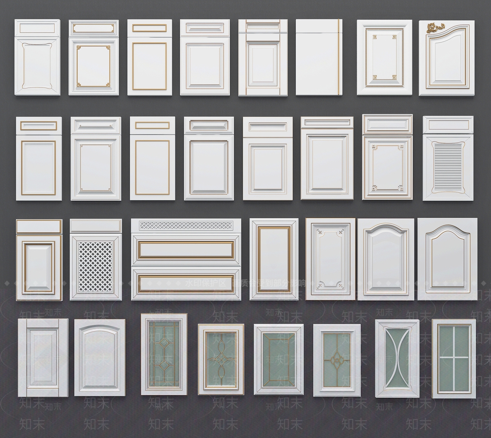 简欧描金柜子门板3D模型下载【ID:932704704】