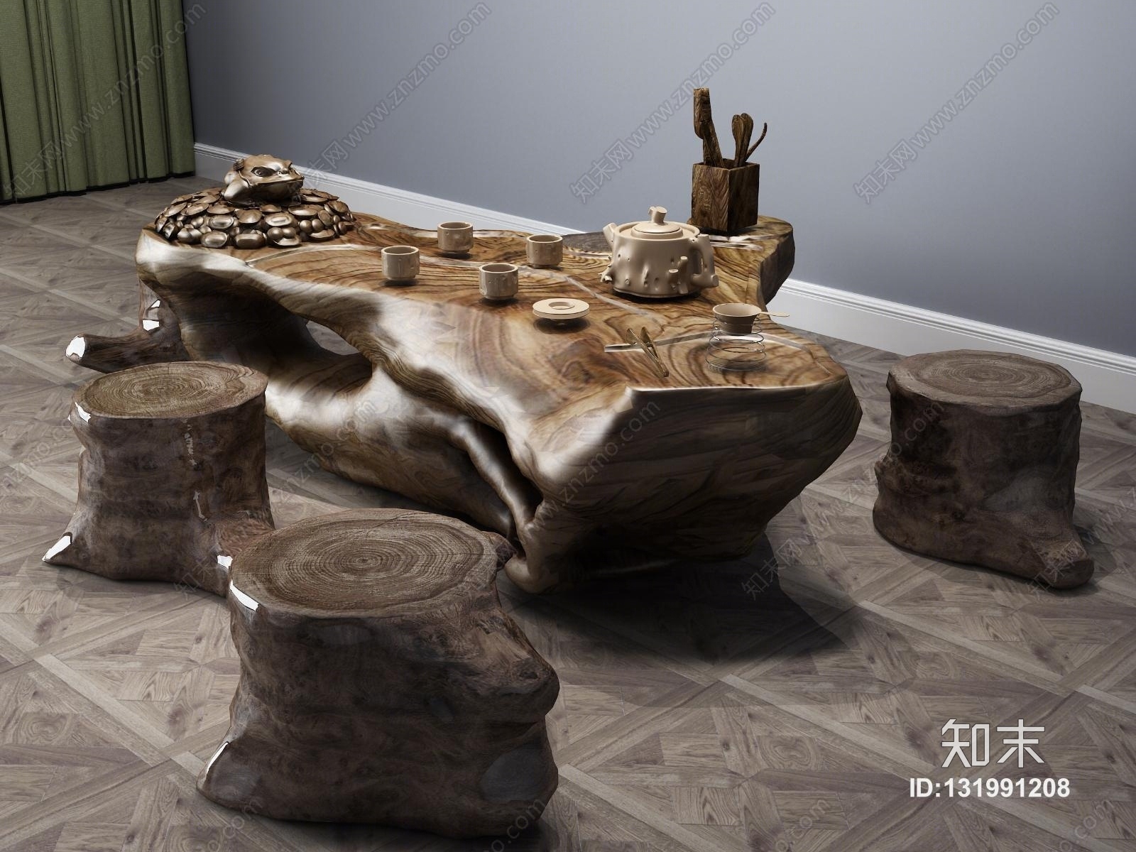 中式根雕茶海3D模型下载【ID:131991208】