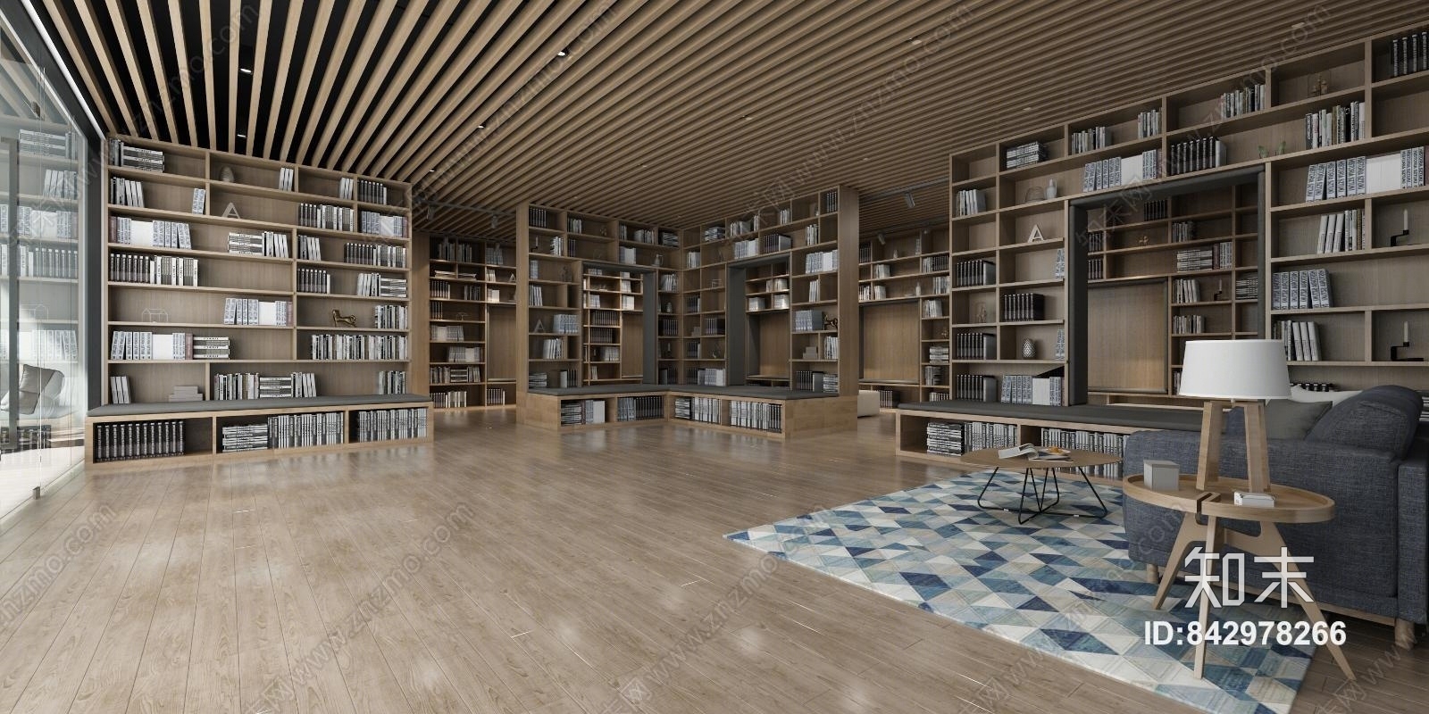 现代私人图书馆3D模型下载【ID:842978266】