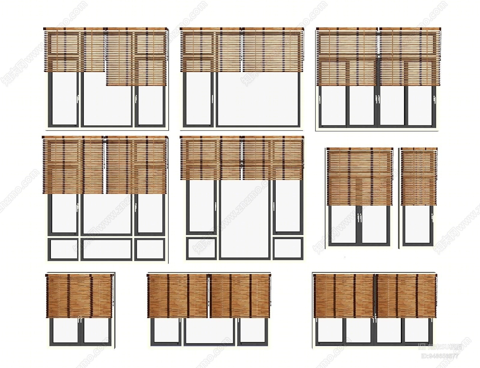现代风格百叶帘SU模型下载【ID:948656577】