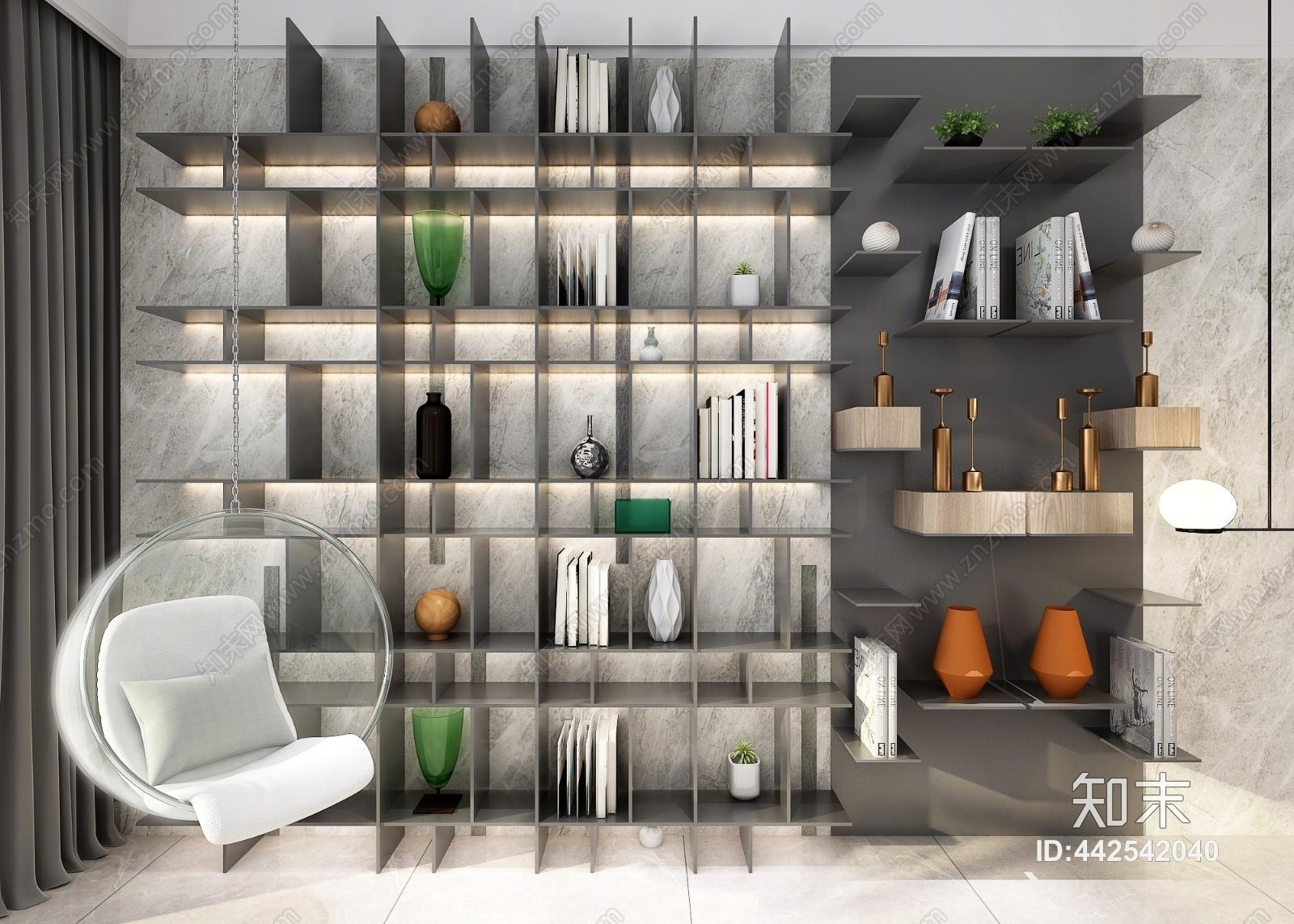 现代亚克力吊椅3D模型下载【ID:442542040】