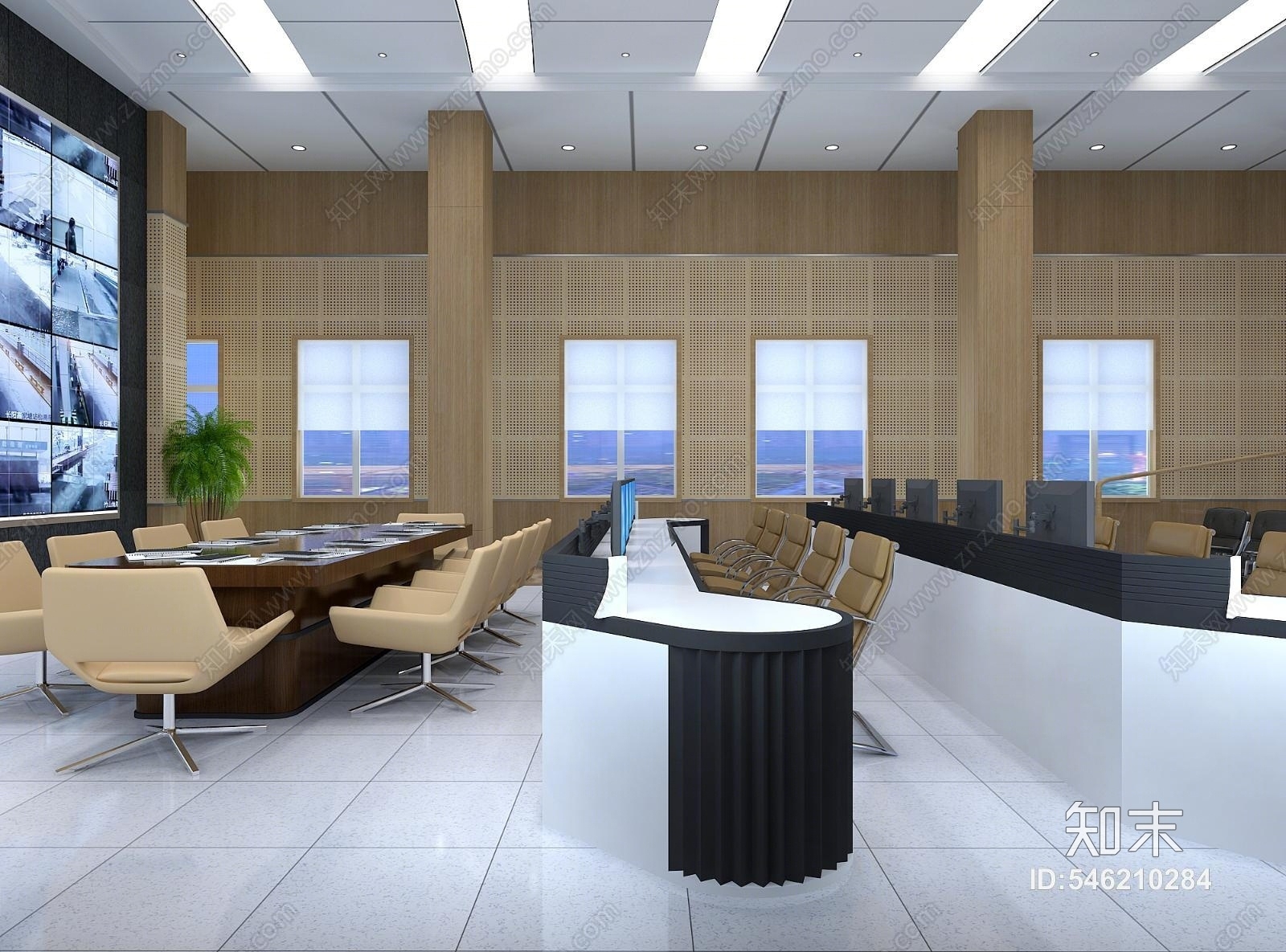 现代监控指挥大厅3D模型下载【ID:546210284】