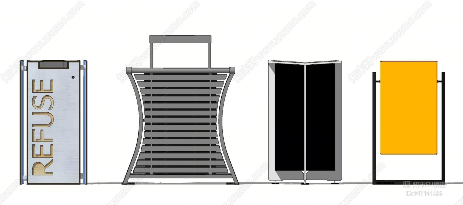 现代户外单桶垃圾箱SU模型下载【ID:347141023】