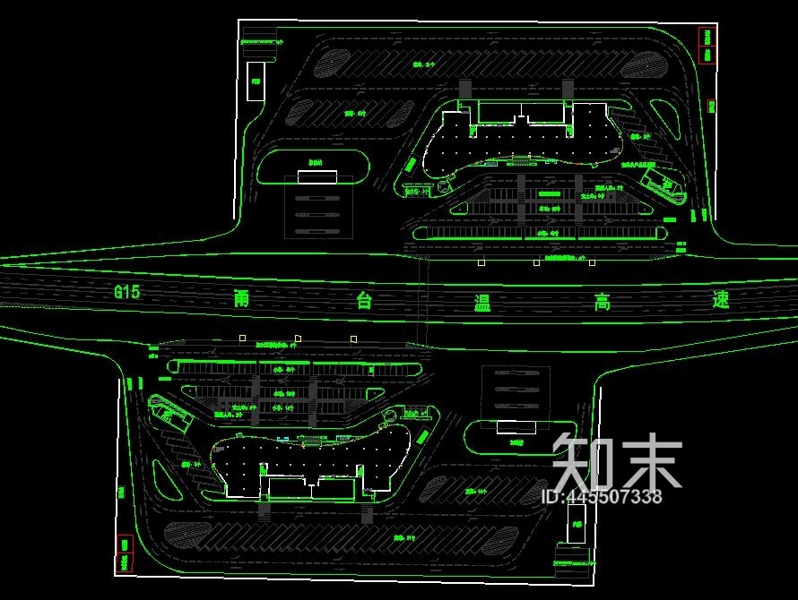 苍南服务区总平规划cad施工图下载【ID:445507338】