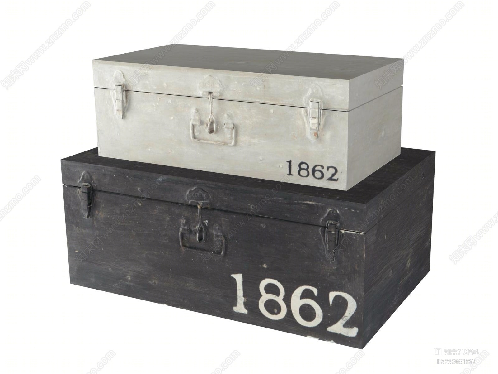 复古箱子SU模型下载【ID:243981337】