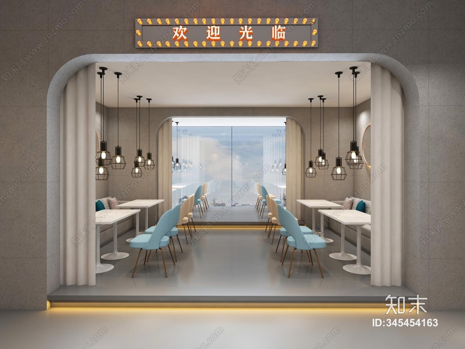 现代茶餐厅3D模型下载【ID:345454163】