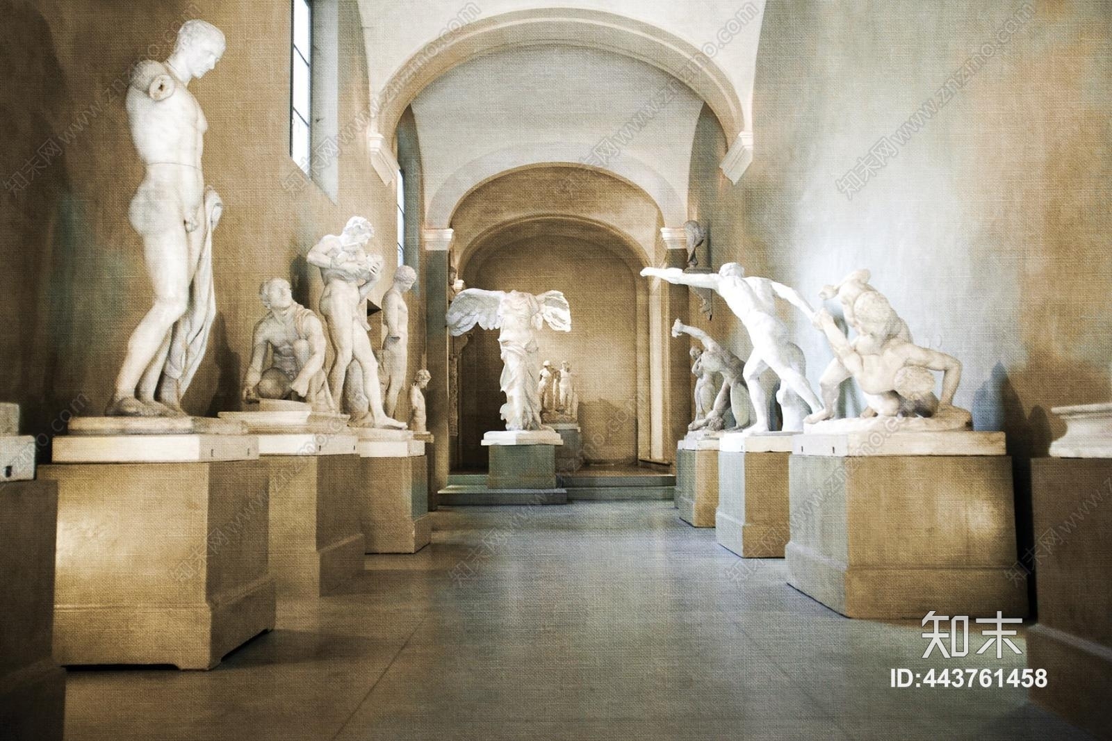 欧式建筑室内雕塑装饰壁纸壁画贴图下载【ID:443761458】