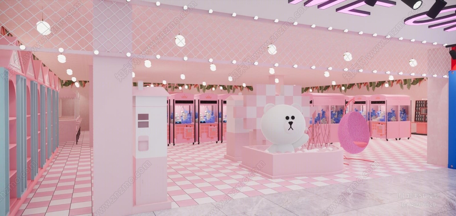 现代风格抓娃娃店SU模型下载【ID:743976620】
