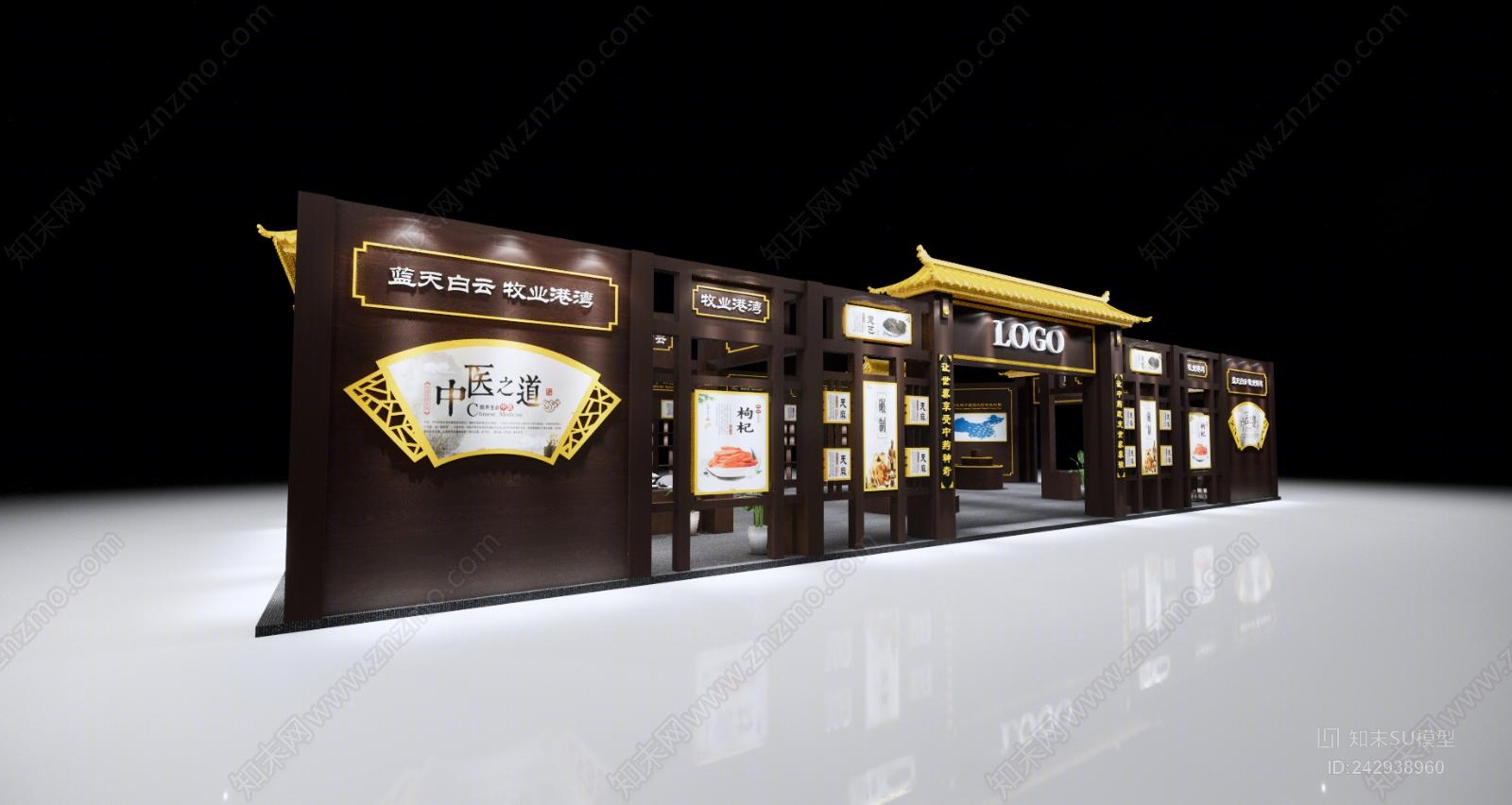 中式展厅SU模型下载【ID:242938960】