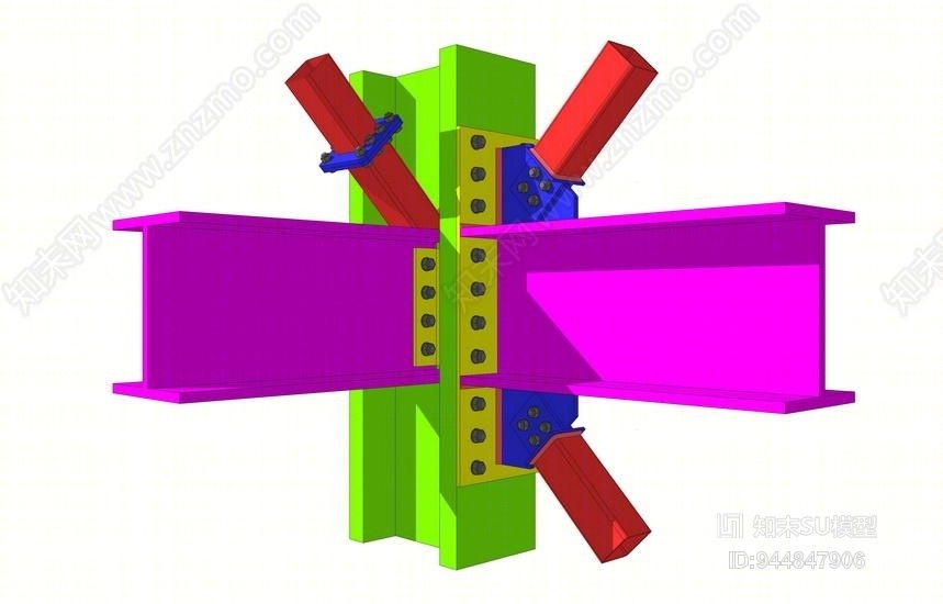 现代钢结构SU模型下载【ID:944847906】