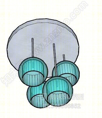 现代客餐厅吊灯SU模型下载【ID:346866852】