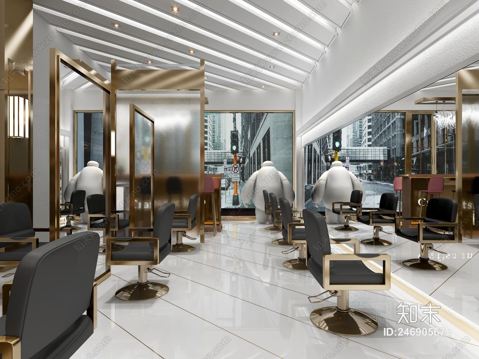 现代轻奢理发店3D模型下载【ID:246905678】
