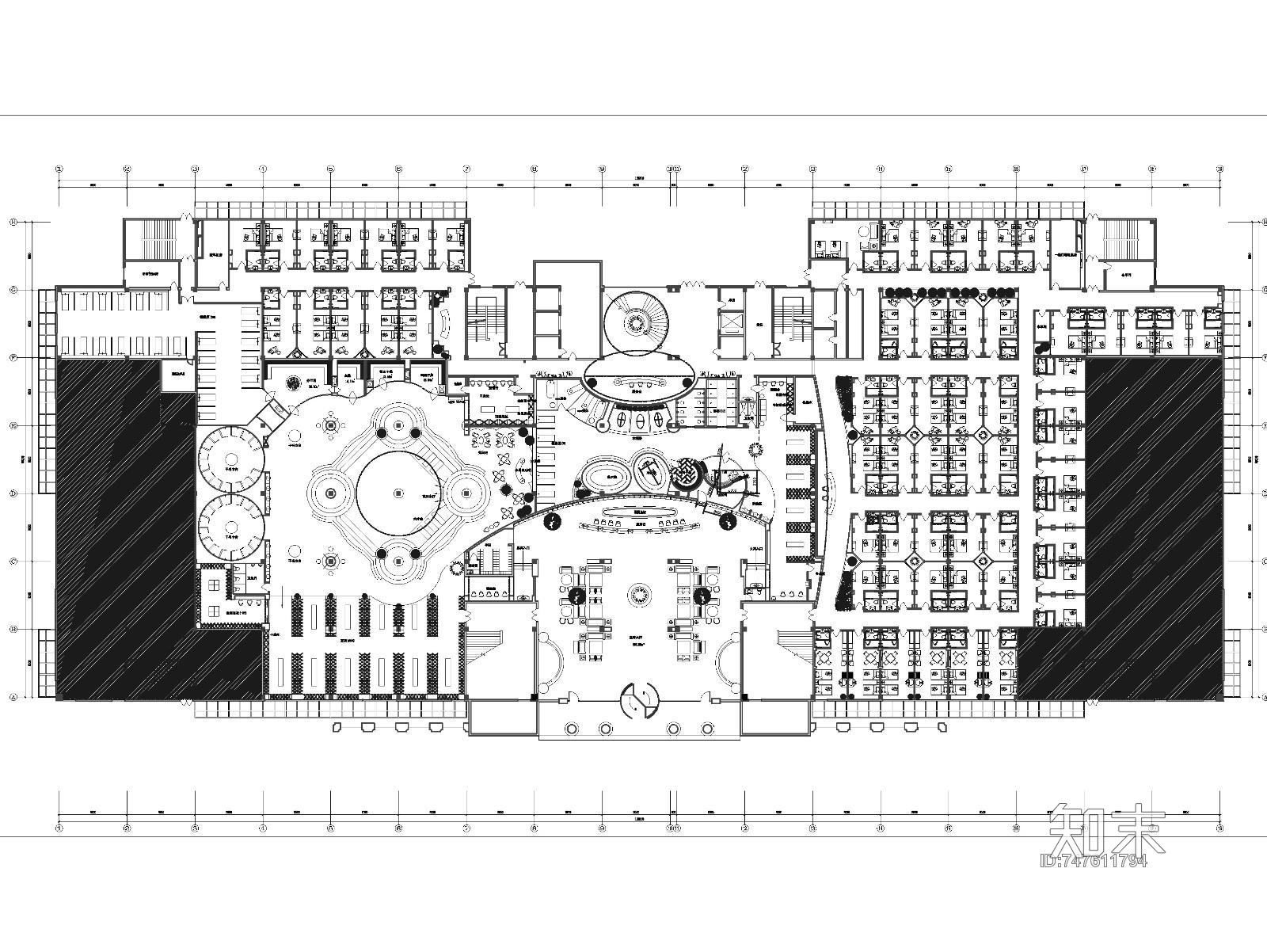 某大型洗浴中心平面布置图cad施工图下载【ID:747611794】