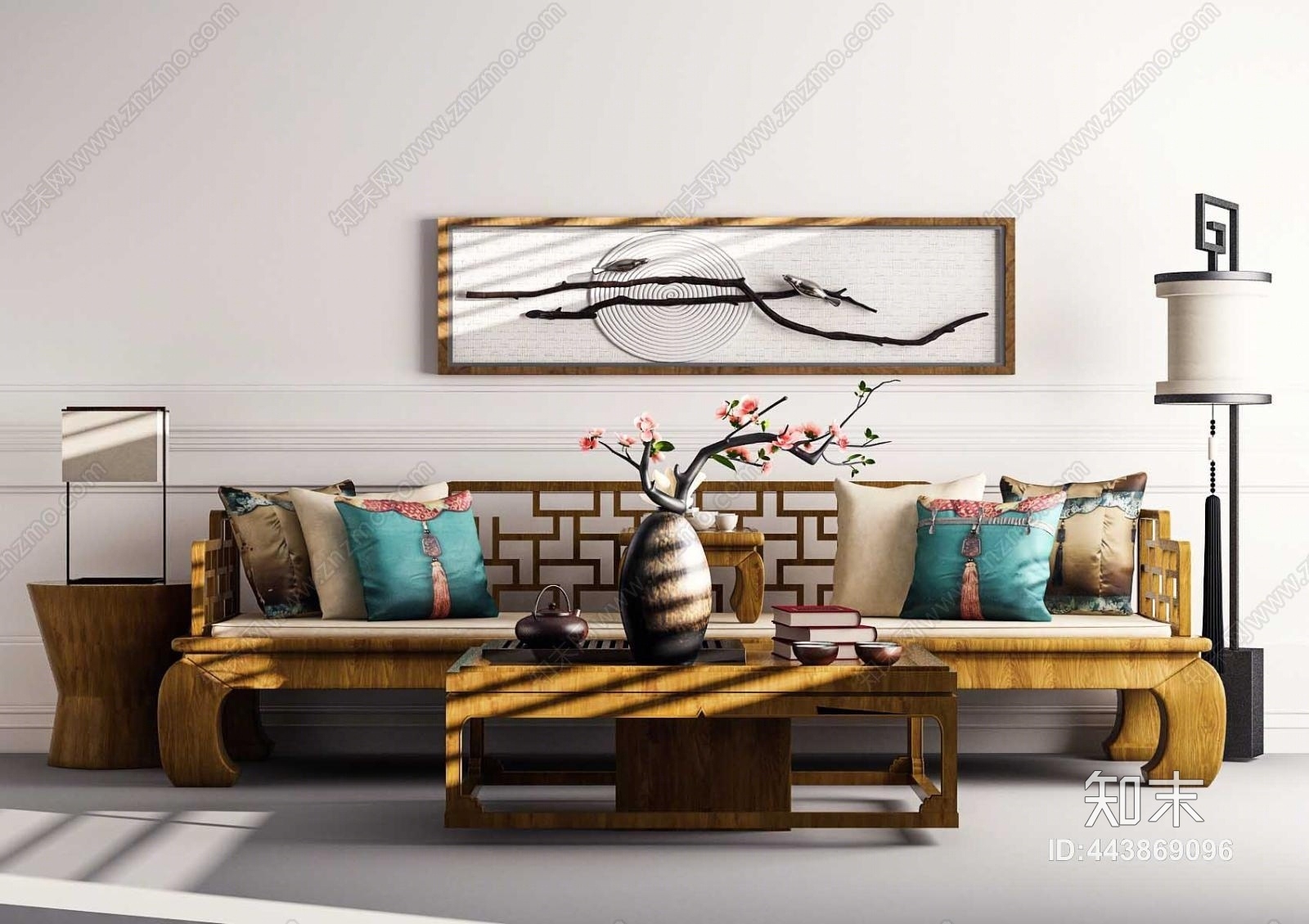 中式椅子茶几组合3D模型下载【ID:443869096】