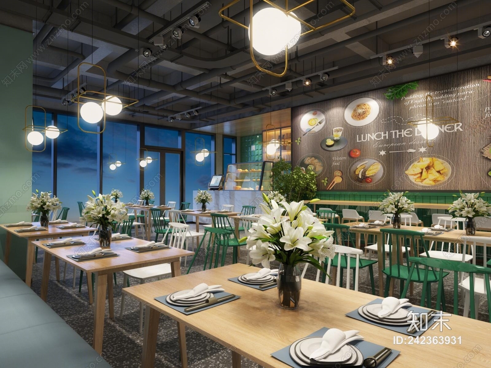 现代西餐厅3D模型下载【ID:242363931】