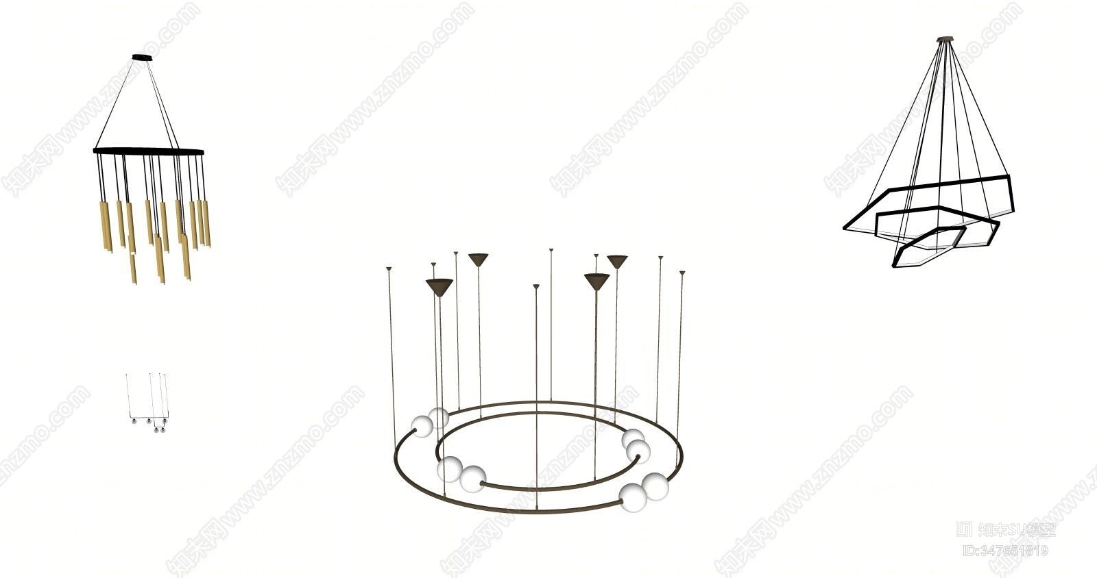 现代吊灯灯具组合SU模型下载【ID:347651819】