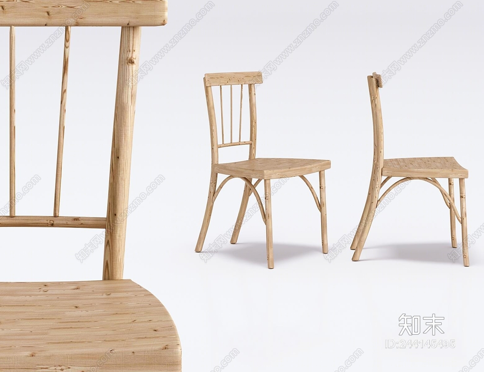 中式实木椅子3D模型下载【ID:244145495】